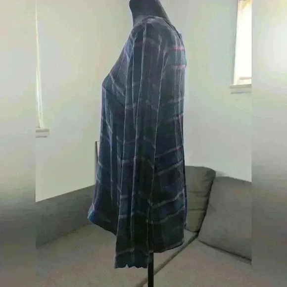 Loft Blouse Plaid Bell Sleeve Pullover V-Neck Small Preppy Girl - Picture 2 of 6